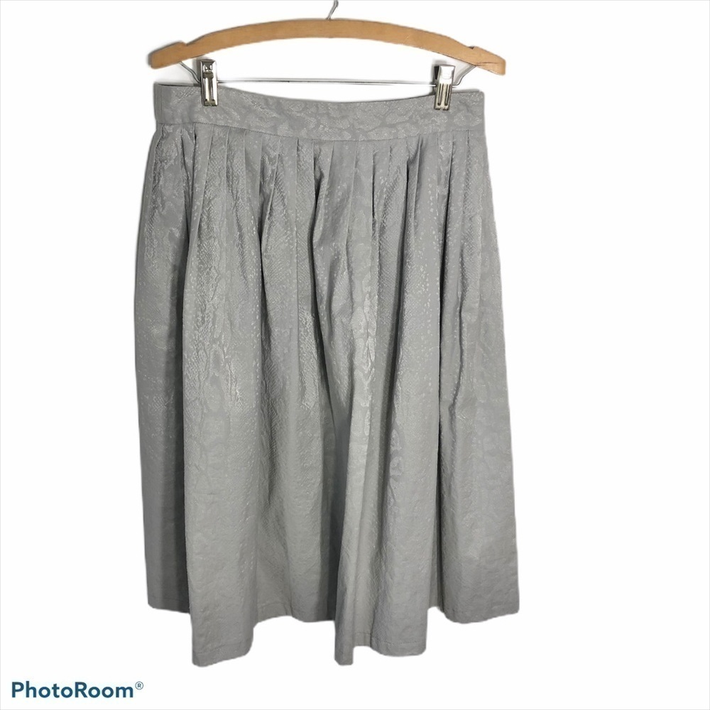 Asos Mosaic Floral Pleated Gray Midi Skirt Sz 8 Women’s Glitter Shimmer